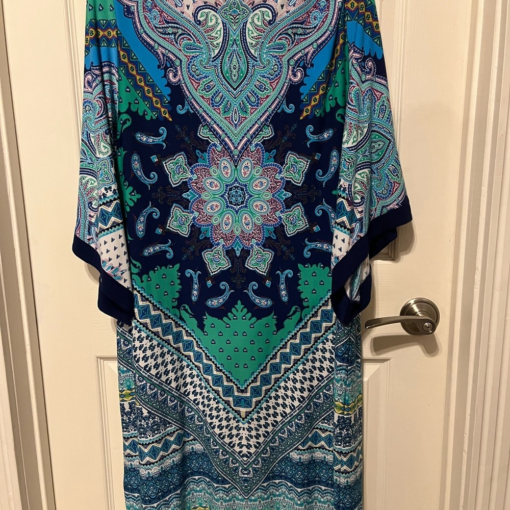 Sandra Darren Blue and Green Paisley Dress - Picture 3 of 3